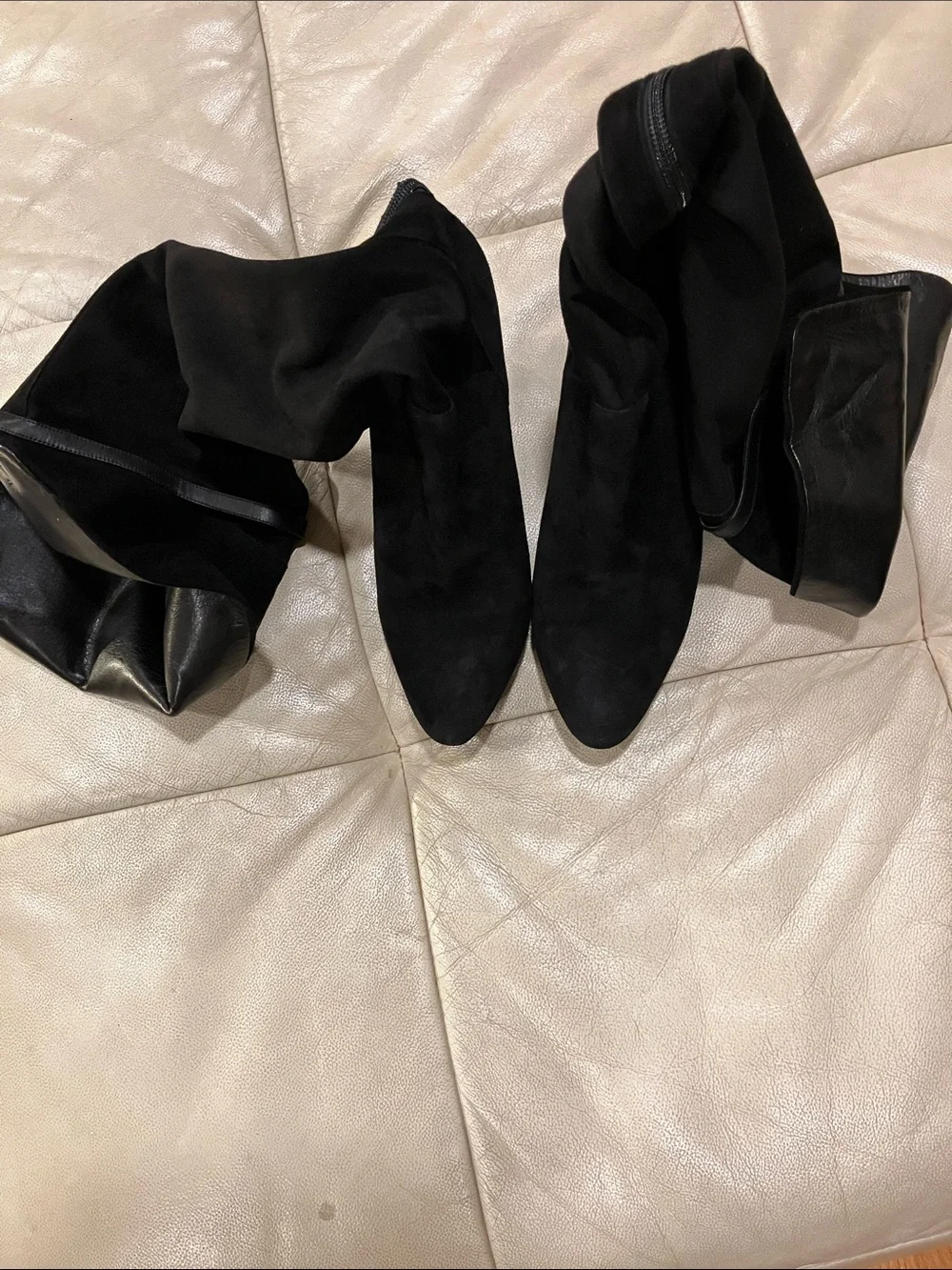 Cole Haan Black Over-the-Knee Suede Block Heel Boots